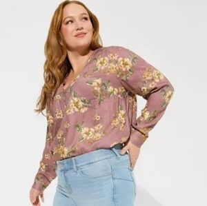 Torrid Harper Softest Flannel Floral Long Sleeve Pullover Tunic Blouse Top